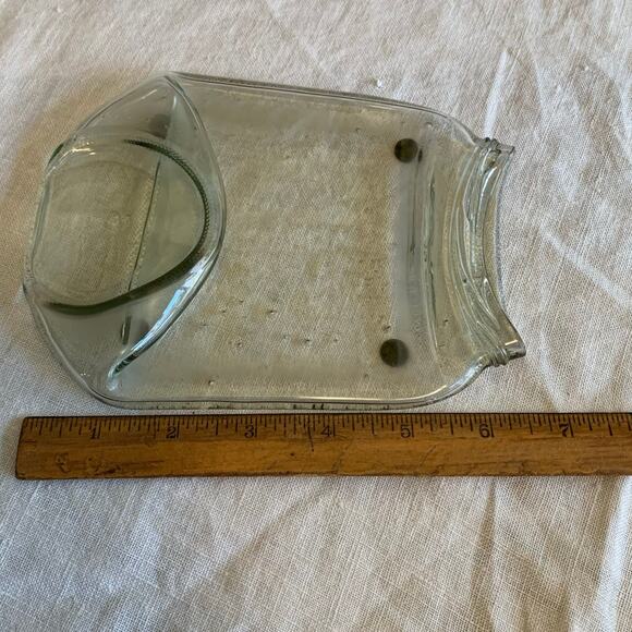 Spoon Utensil Rest Trinket Soap Dish Melted Glass Jar Recycled Art Repurposed - Picture 7 of 8